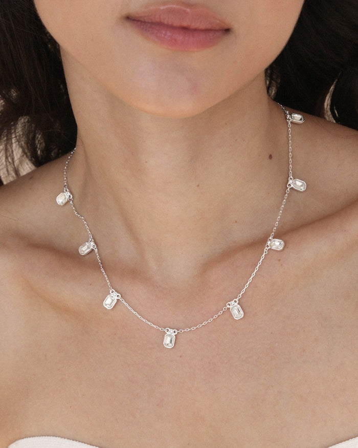 Emerald Deco Charm Necklace