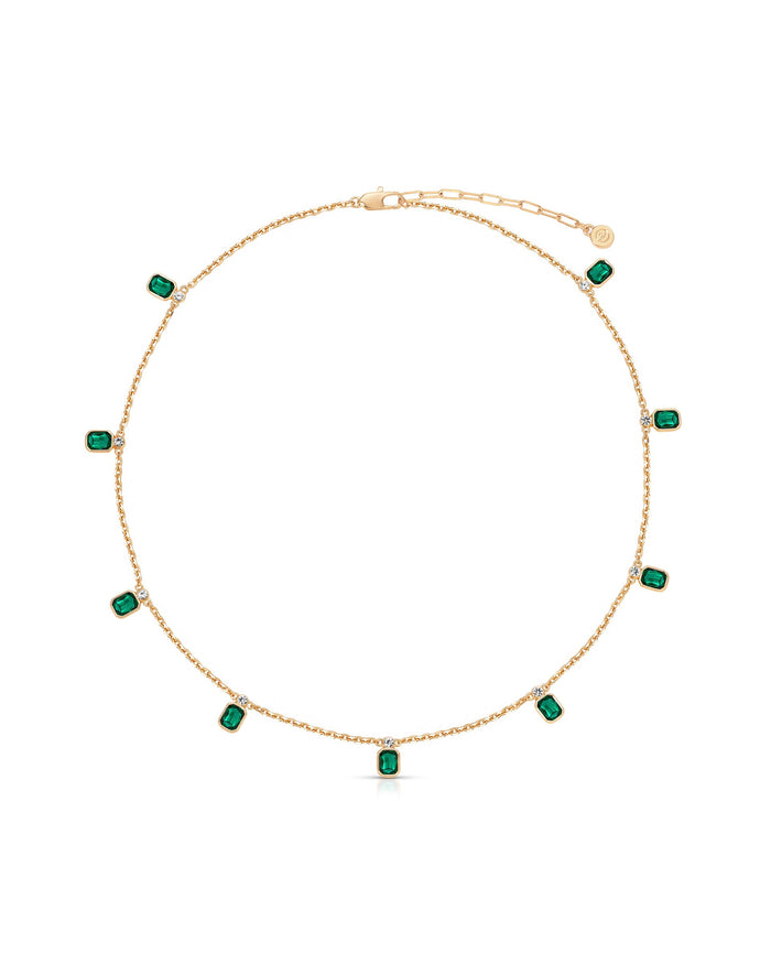 Emerald Deco Charm Necklace