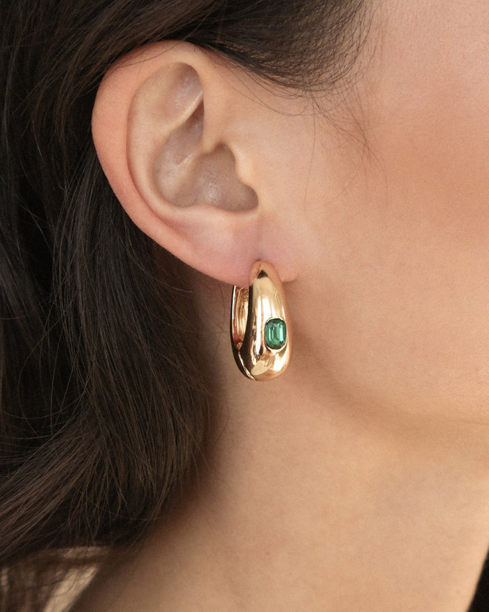 Emerald Deco Hoops