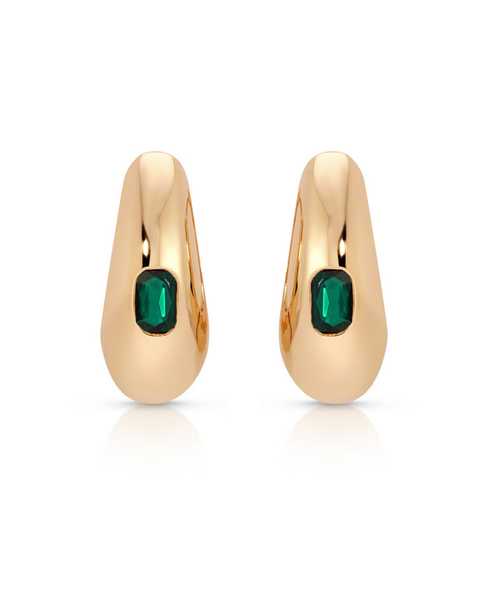 Emerald Deco Hoops