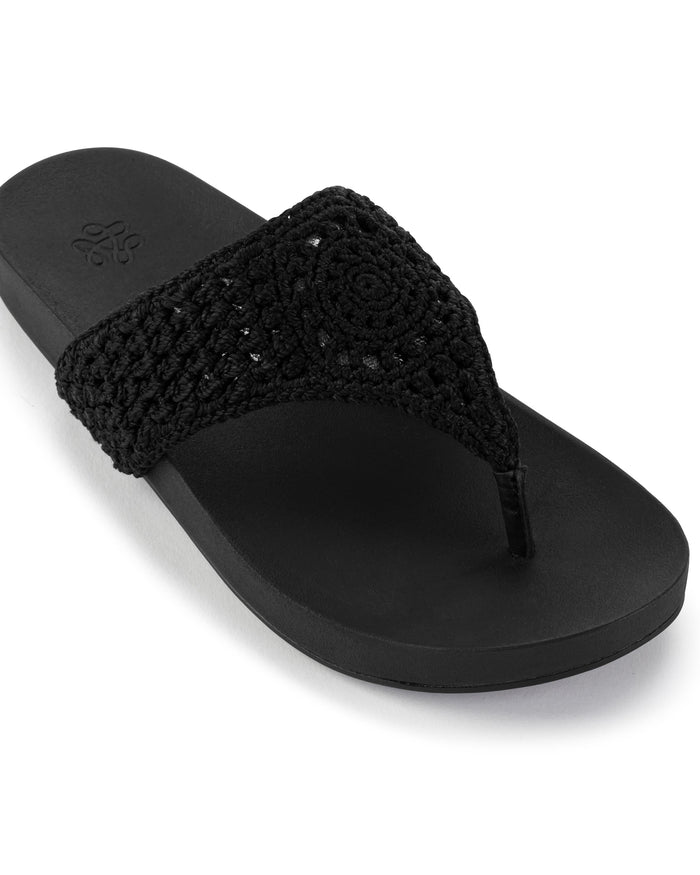 Everly Sandal - Hand Crochet - Black Medallion