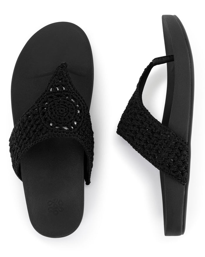Everly Sandal - Hand Crochet - Black Medallion