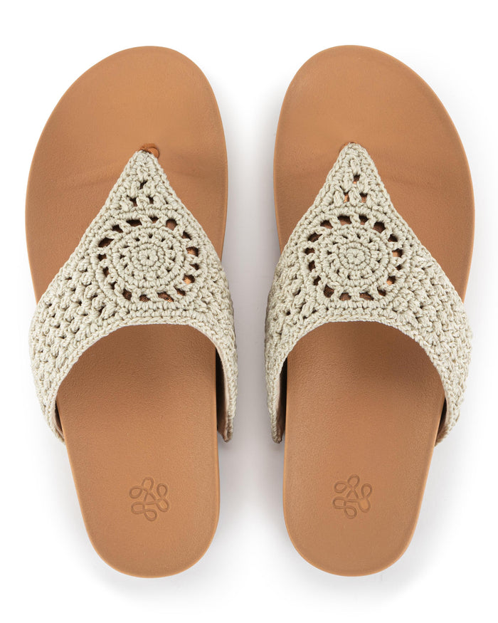 Everly Sandal - Hand Crochet - Natural Medallion
