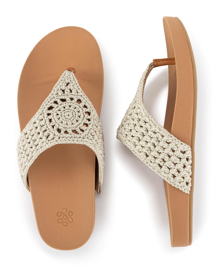 Everly Sandal - Hand Crochet - Natural Medallion