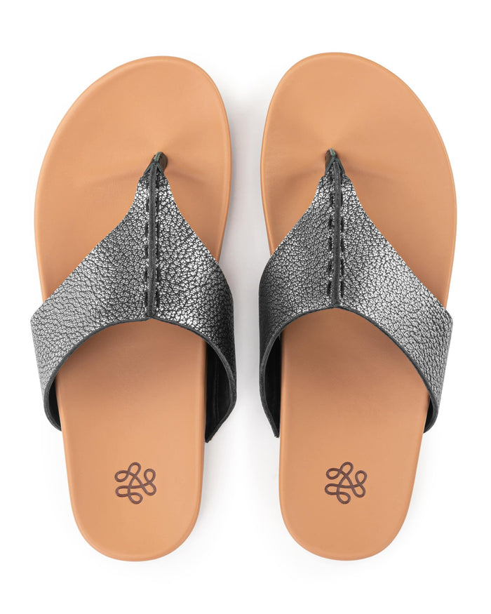 Everly Sandal - Leather - Dark Silver