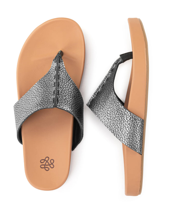 Everly Sandal - Leather - Dark Silver