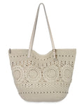 Faye Large Tote - Hand Crochet - Natural Medallion