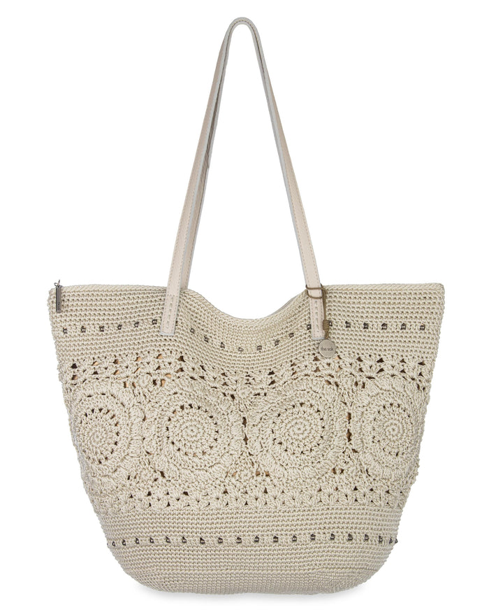 Faye Large Tote - Hand Crochet - Natural Medallion