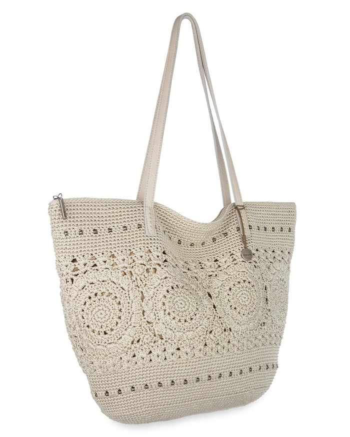 Faye Large Tote - Hand Crochet - Natural Medallion