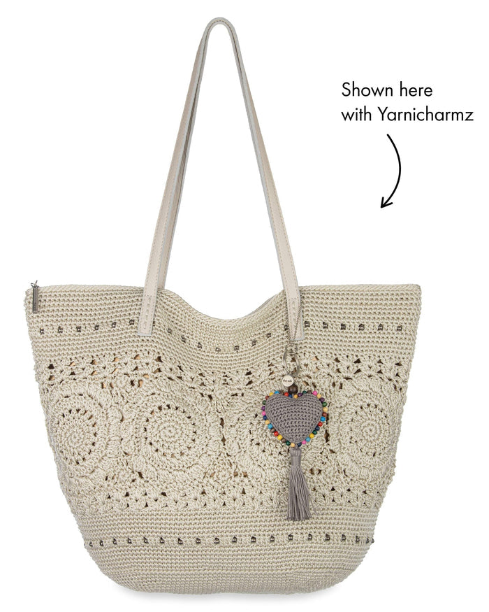 Faye Large Tote - Hand Crochet - Natural Medallion
