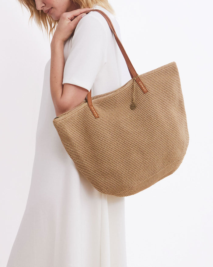 Faye Large Tote - Hand Crochet - Natural Medallion