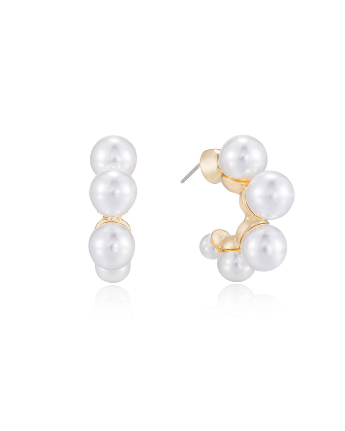 Five Pearls Hoop Earrings