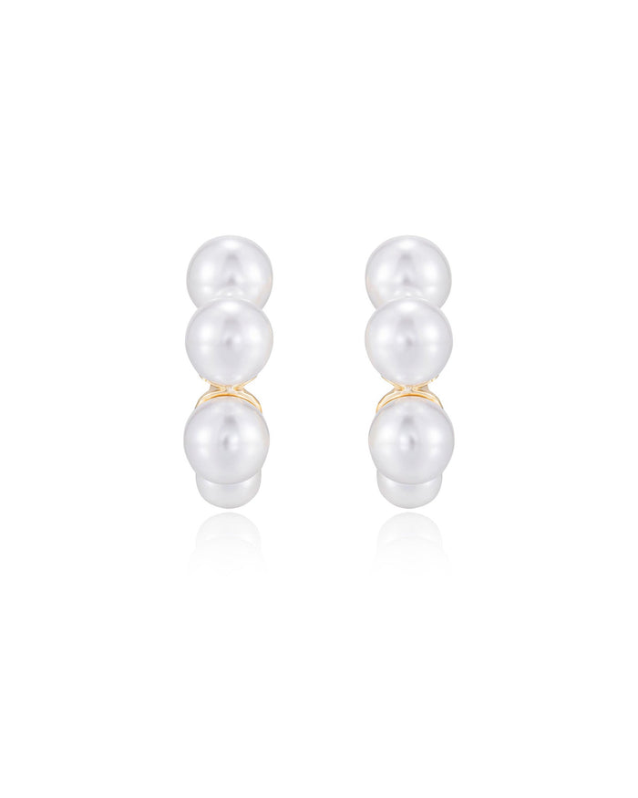 Five Pearls Hoop Earrings