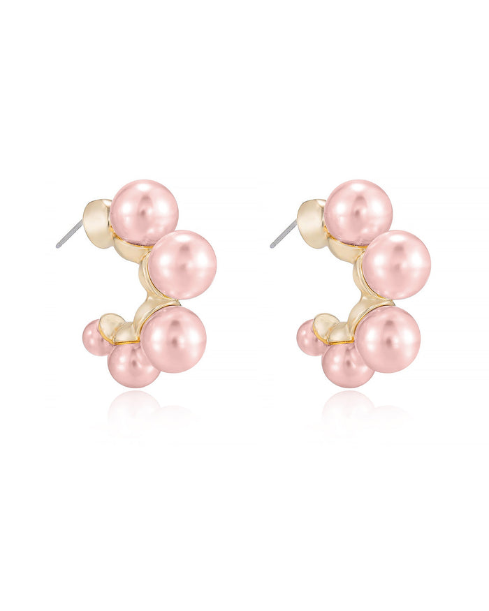 Five Pearls Hoop Earrings