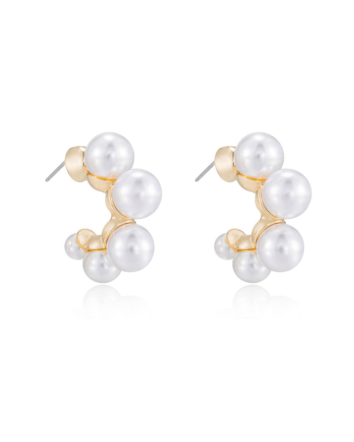 Five Pearls Hoop Earrings