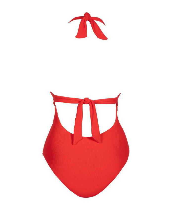 Gabrielle Halter One Piece In Guava Red Texture