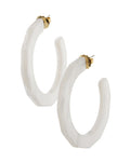 Glistening Resin Textured Hoop Earring White