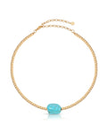 Gold Beaded Turquoise Nugget Necklace