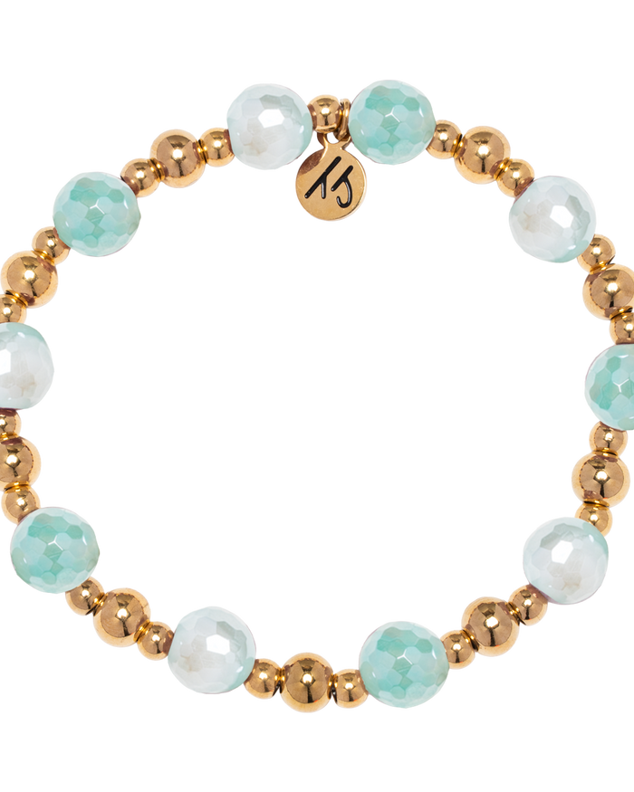 Gold Day by Day Collection- Aqua Agate Gemstone Bracelet