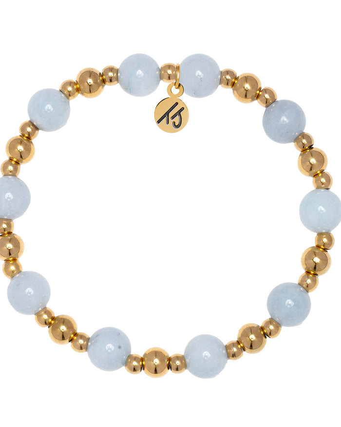 Gold Day by Day Collection- Blue Aquamarine Gemstone Bracelet