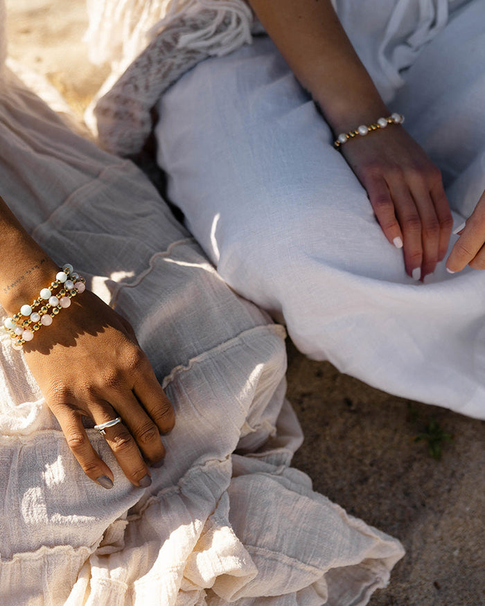 Gold Day by Day Collection- Blue Aquamarine Gemstone Bracelet