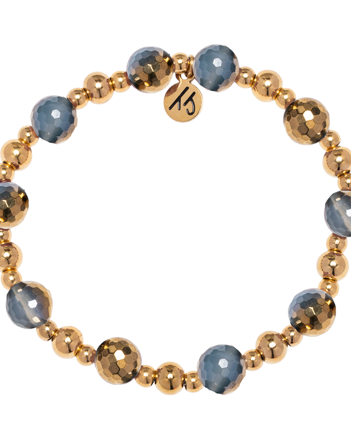 Gold Day by Day Collection- Blue Gold Agate Gemstone Bracelet