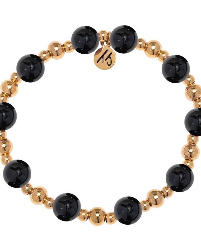 Gold Day by Day Collection- Onyx Gemstone Bracelet