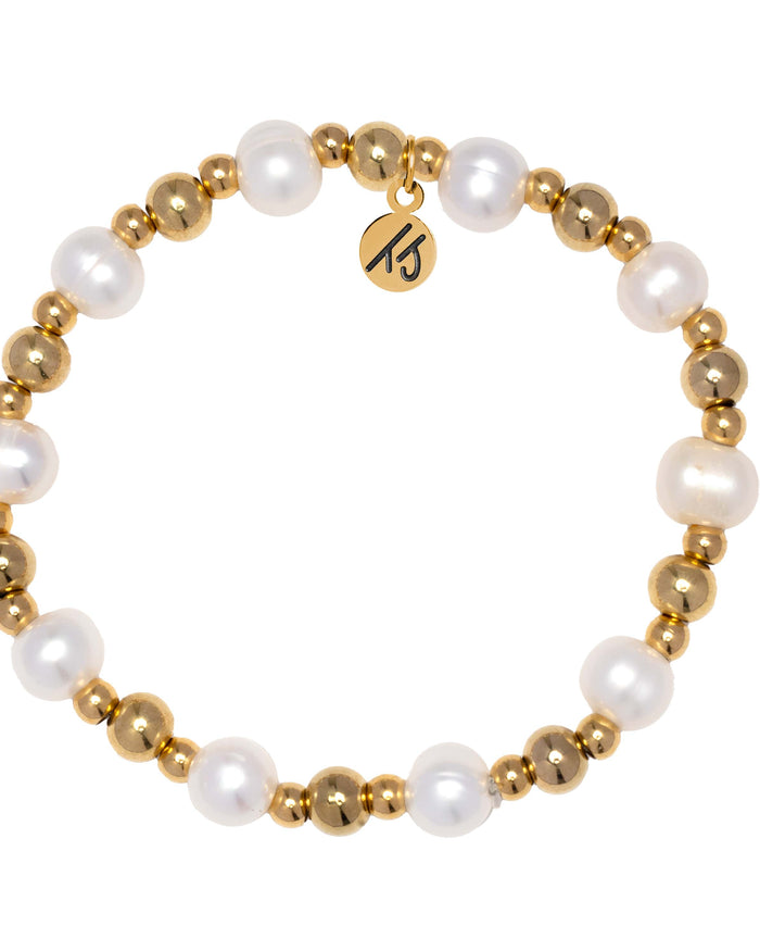 Gold Day by Day Collection- Pearl Gemstone Bracelet