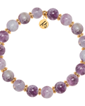 Gold Empowered Elegance Collection- Lepidolite Quartz Gemstone Bracelet