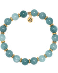Gold Empowered Elegance Collection- Mountain Blue Jade Gemstone Bracelet