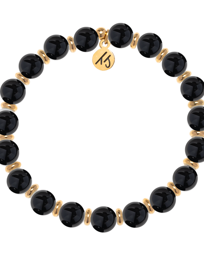 Gold Empowered Elegance Collection- Onyx Gemstone Bracelet