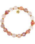 Gold Empowered Elegance Collection- Strawberry Quartz Gemstone Bracelet