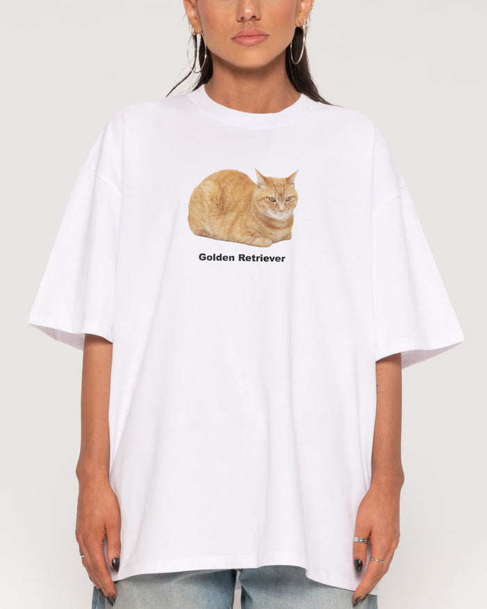 Golden Retriever White Oversized Tee