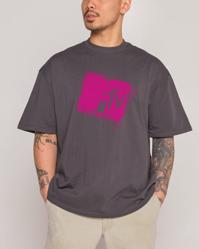 Graffiti MTV Charcoal Oversized Tee