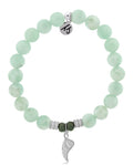 Green Angelite Gemstone Bracelet with Angel Blessings Sterling Silver Charm