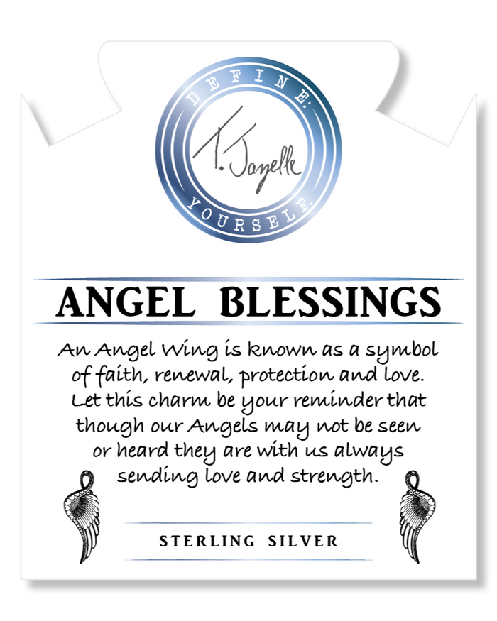 Green Angelite Gemstone Bracelet with Angel Blessings Sterling Silver Charm