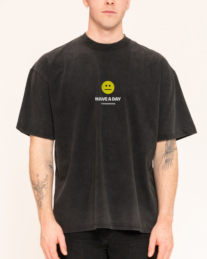 Have A Day Black Oversized Tee