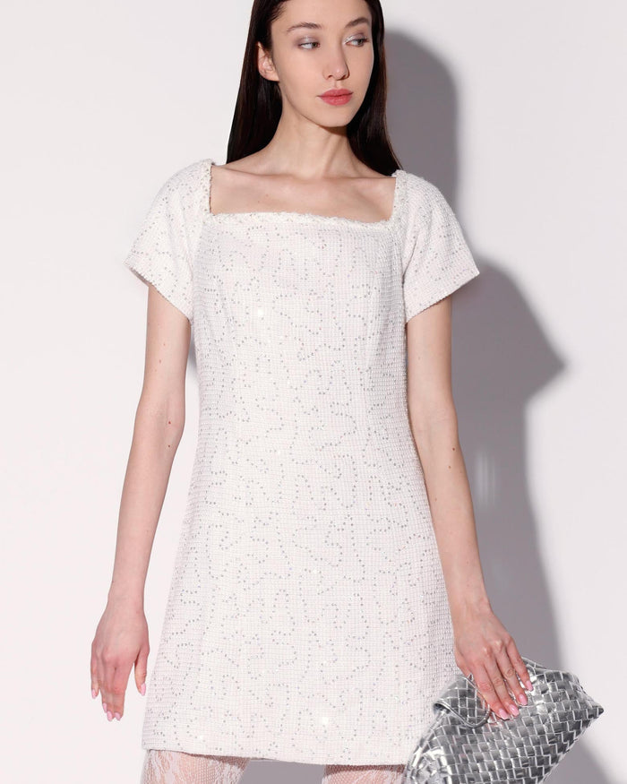 Hayden Dress, White Sparkle Tweed