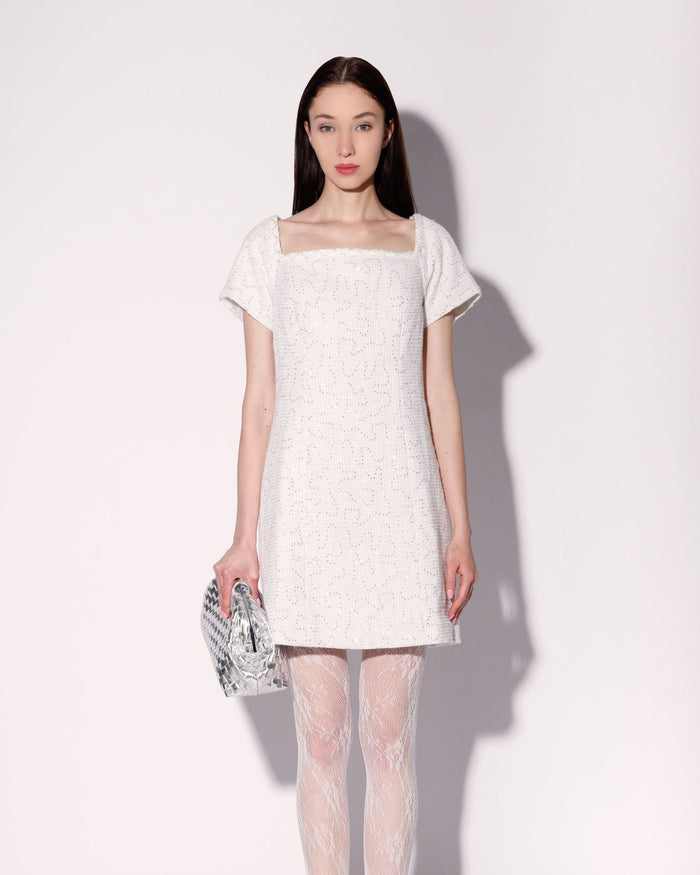 Hayden Dress, White Sparkle Tweed