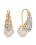 Hooked Pavé and Pearl Earrings
