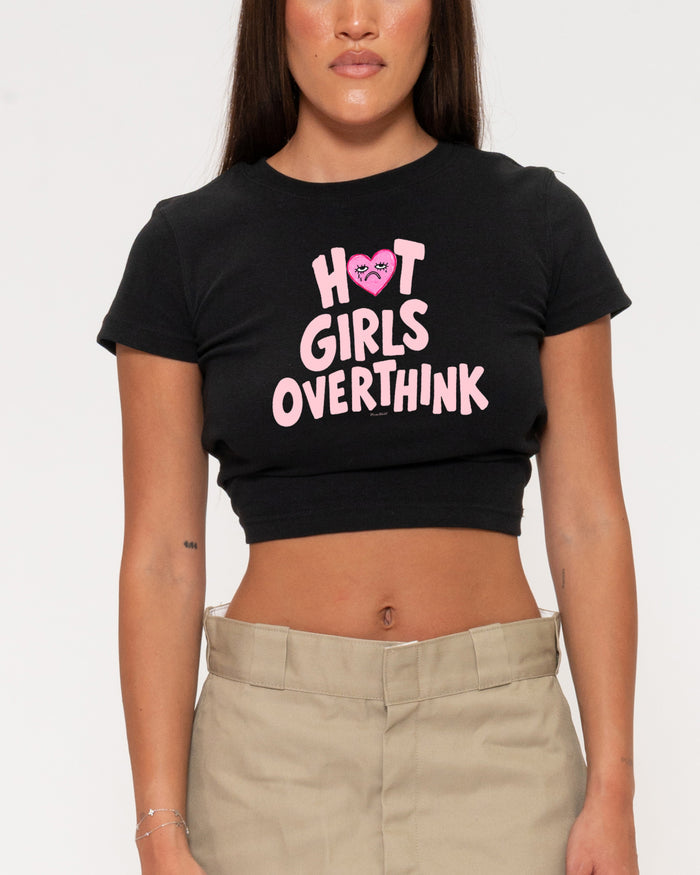 Hot Girls Overthink Black Baby Tee