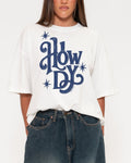 Howdy White Boxy Crop Tee