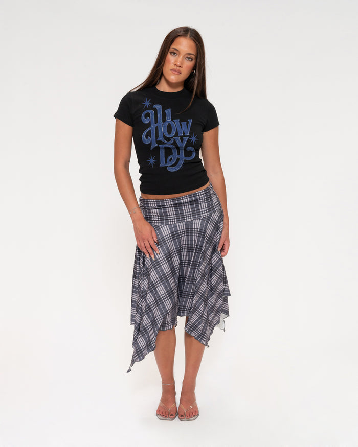 Howdy Black Longline Baby Tee