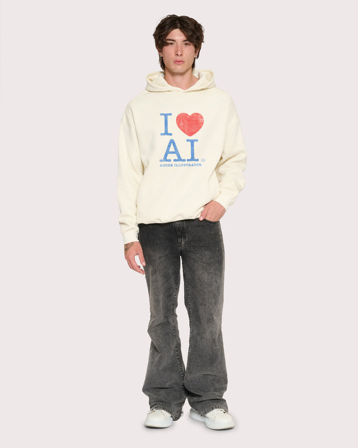 I Love AI Natural Hoodie