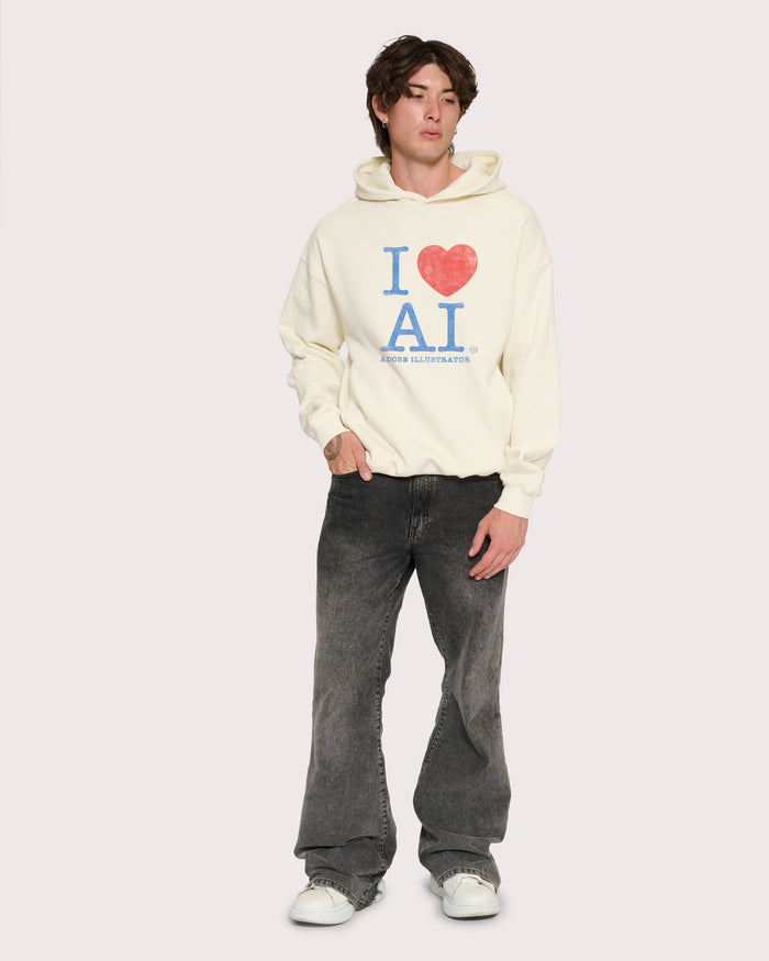 I Love AI Natural Hoodie