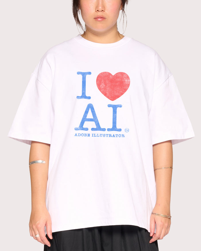 I Love AI White Oversized Tee