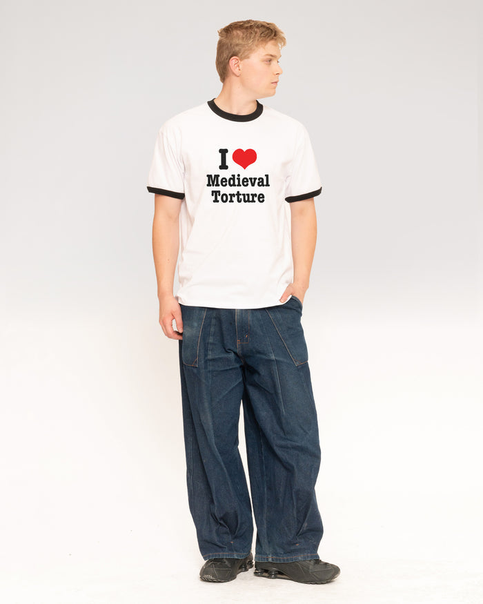 I Love Medieval Torture Black Ringer T-Shirt