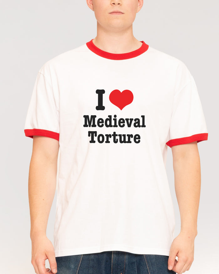 I Love Medieval Torture Red Ringer T-Shirt