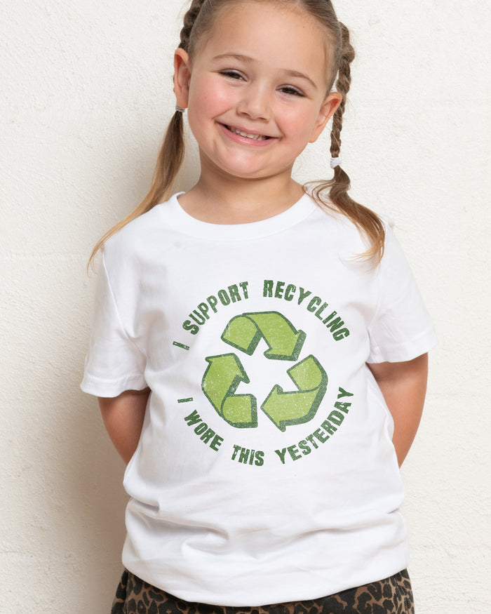 I Support Recycling White Kids T-Shirt