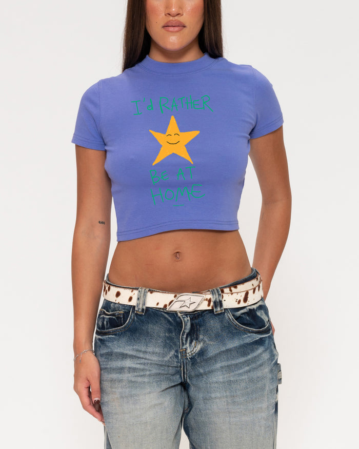 I'd Rather Be At Home Purple Baby Tee